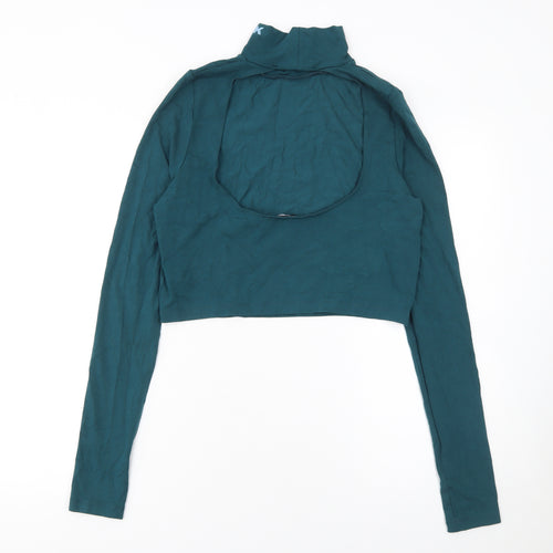 IVY PARK Womens Green Cropped Long Sleeve Roll Neck Top L