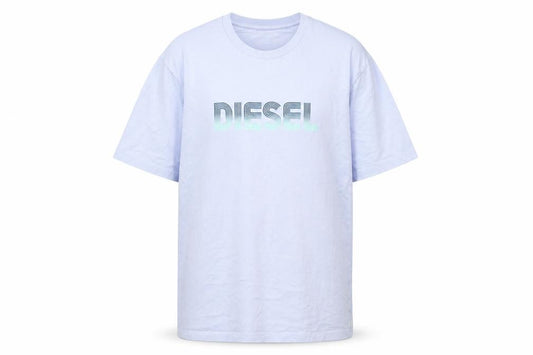 Front view of Diesel Men Blue Logo Crew Neck Cotton Short Sleeve T-Shirt, size M