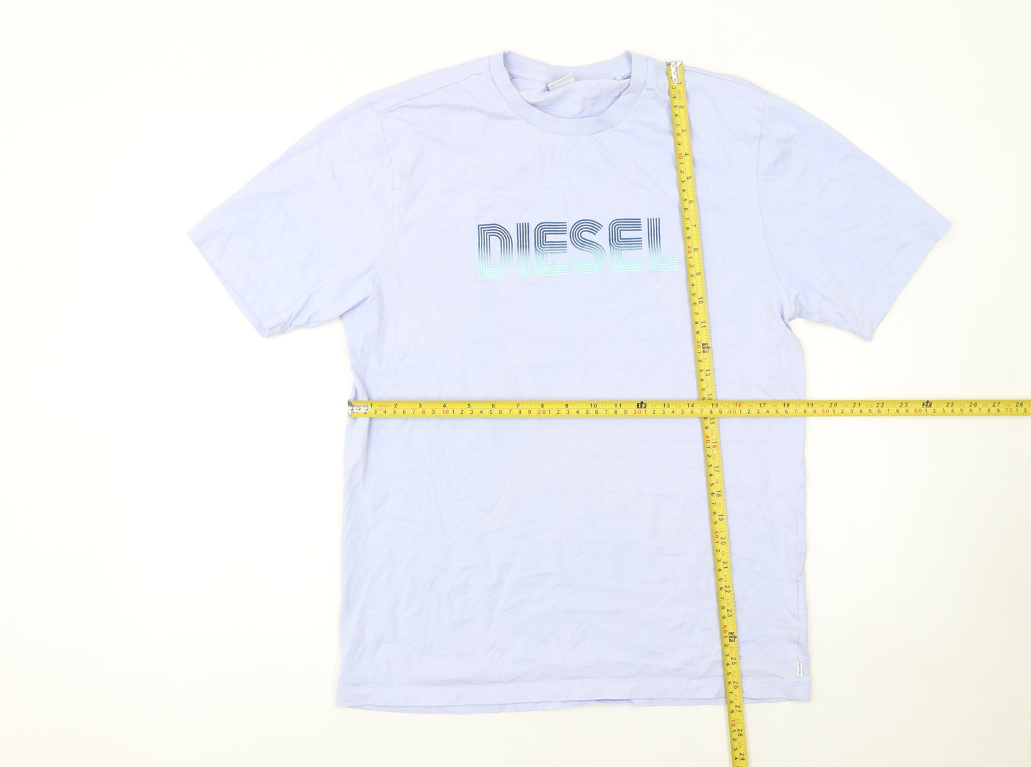Diesel Men Blue Logo Crew Neck Cotton Short Sleeve T-Shirt Size M