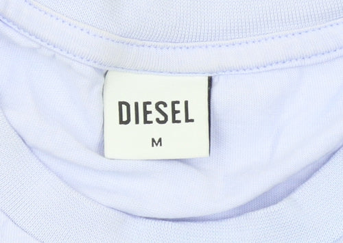 Diesel Men Blue Logo Crew Neck Cotton Short Sleeve T-Shirt Size M