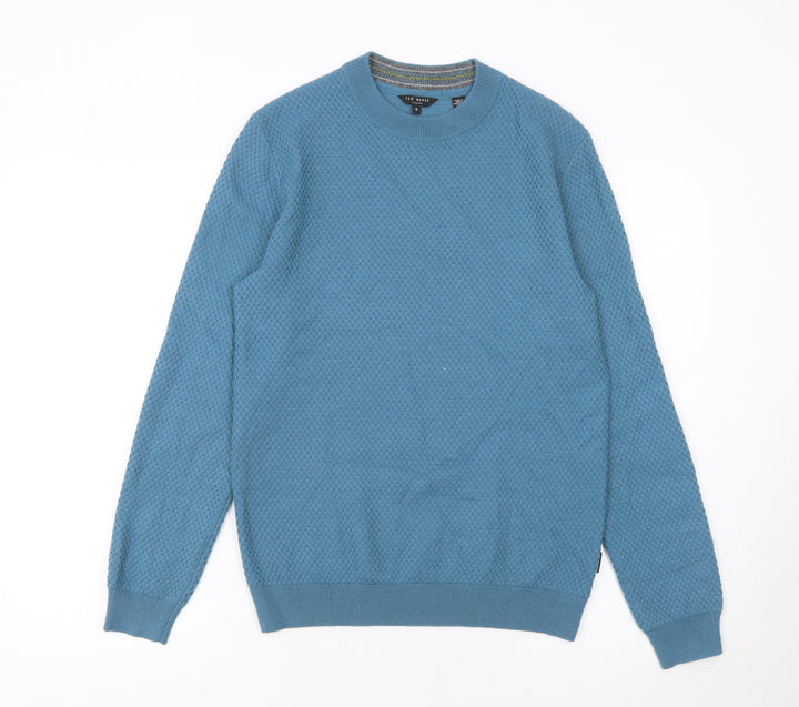 Ted Baker Men’s Blue Waffle Knit Crew Neck Jumper Size S