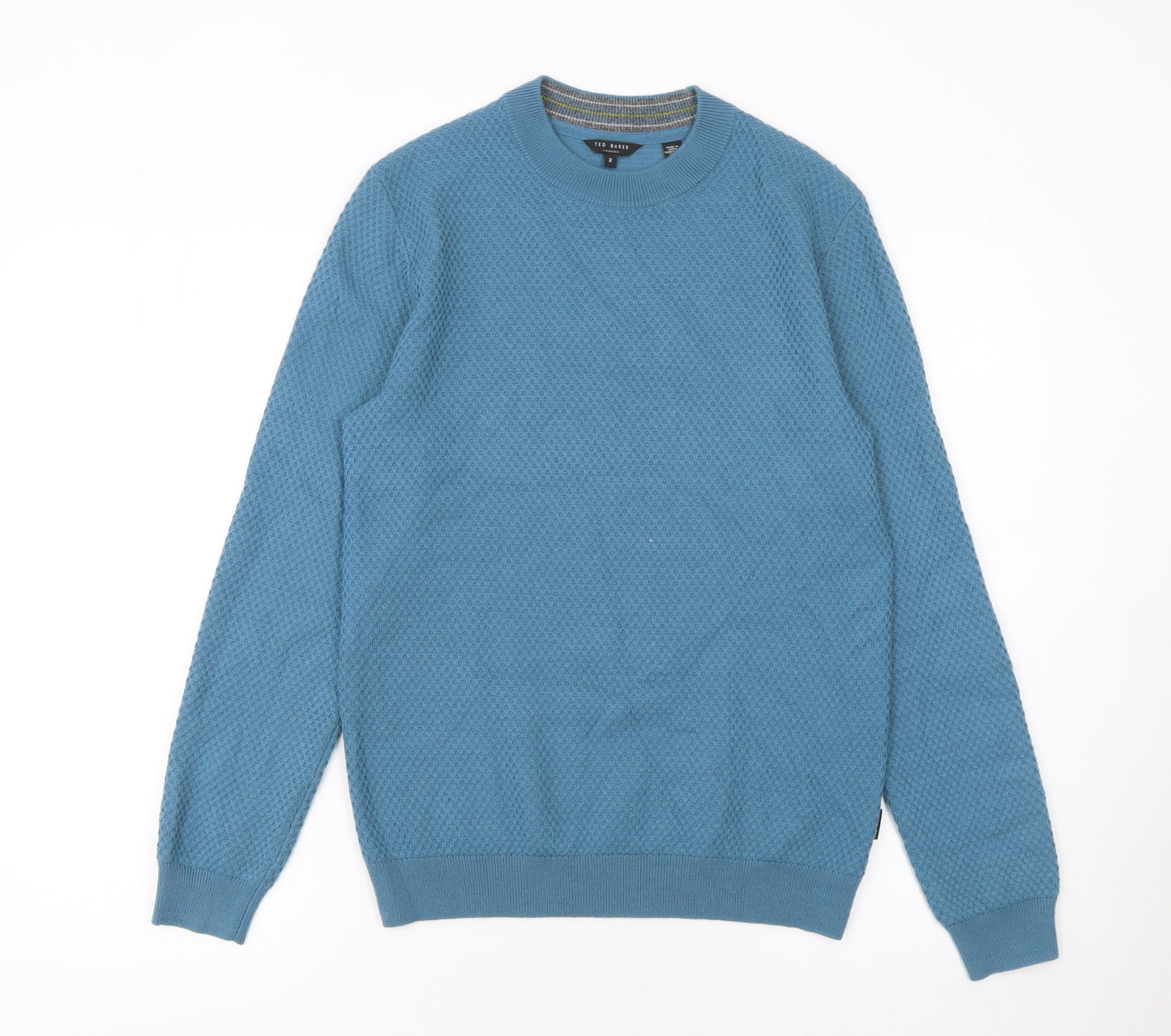 Ted Baker Men’s Blue Waffle Knit Crew Neck Jumper Size S