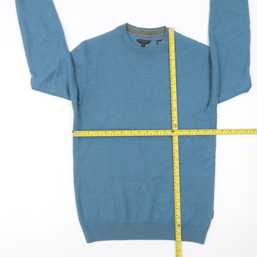 Ted Baker Men’s Blue Waffle Knit Crew Neck Jumper Size S