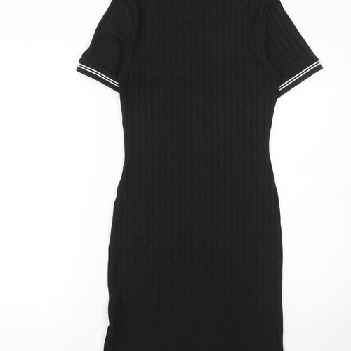 H&M Women’s Black Bodycon Knit Dress Size 8 Short Sleeve Crew Neck