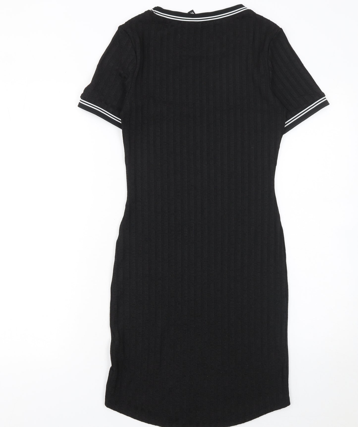 H&M Women’s Black Bodycon Knit Dress Size 8 Short Sleeve Crew Neck