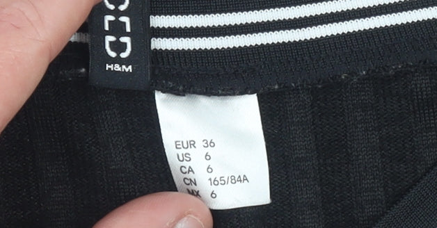 H&M Women’s Black Bodycon Knit Dress Size 8 Short Sleeve Crew Neck