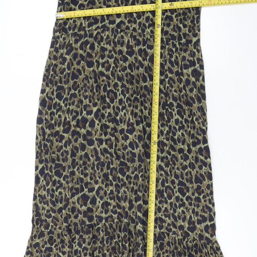 Next Girls Brown Animal Print Swing Dress 11 Years Viscose Long Sleeve