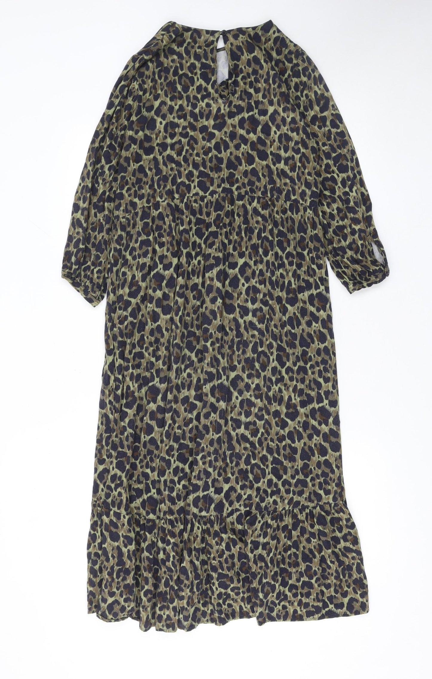 Next Girls Brown Animal Print Swing Dress 11 Years Viscose Long Sleeve