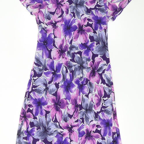 Debenhams Women’s Purple Floral A-Line Dress Size 14