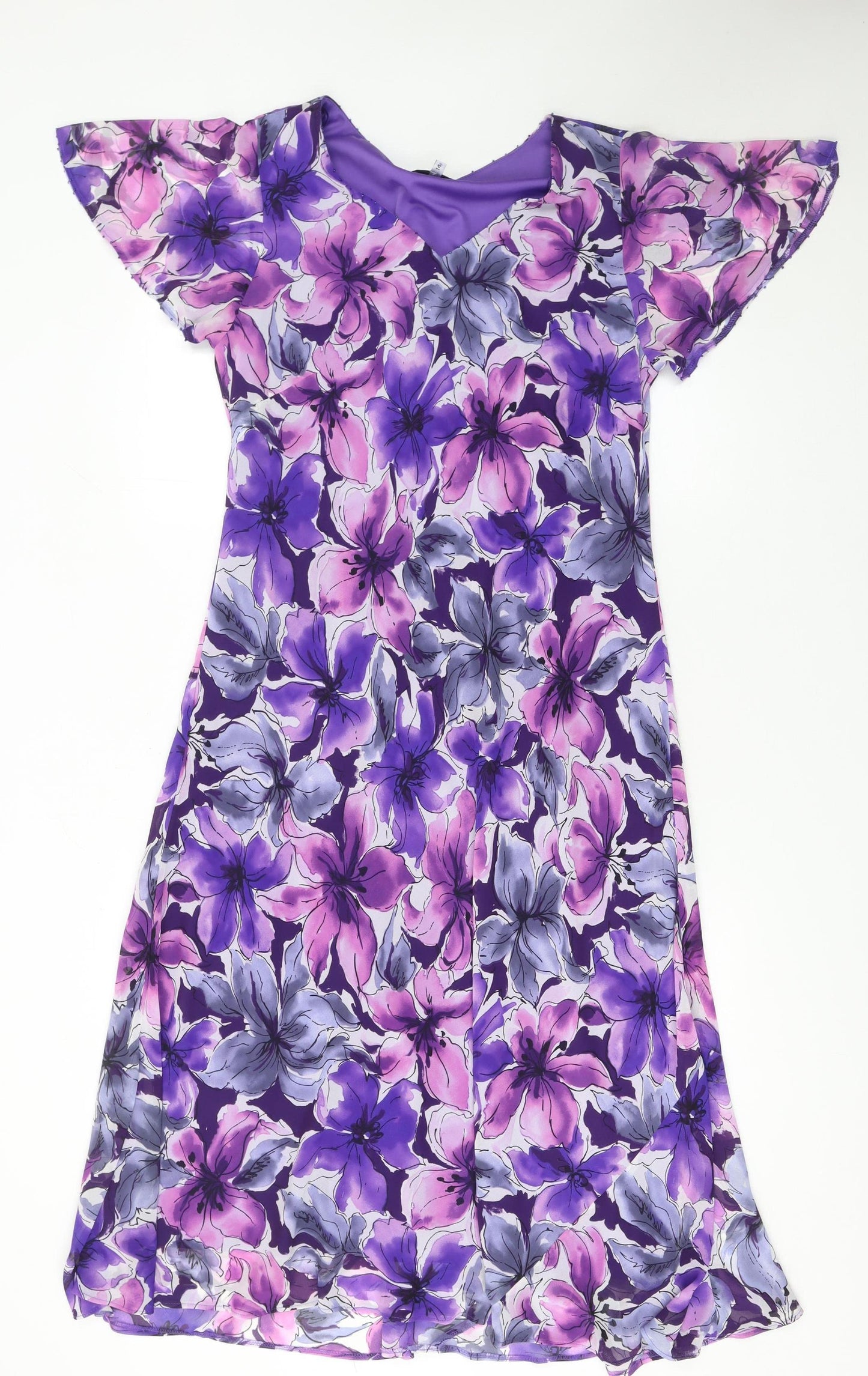 Debenhams Women’s Purple Floral A-Line Dress Size 14