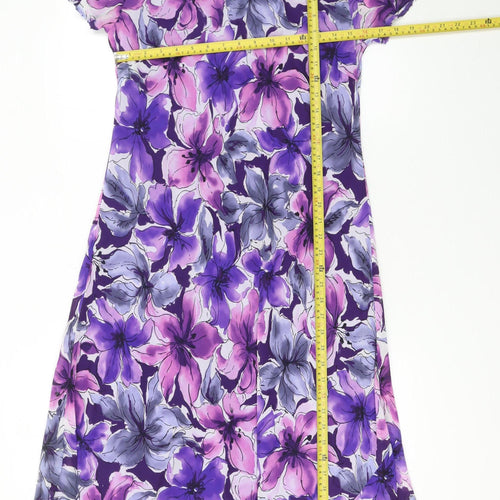 Debenhams Women’s Purple Floral A-Line Dress Size 14