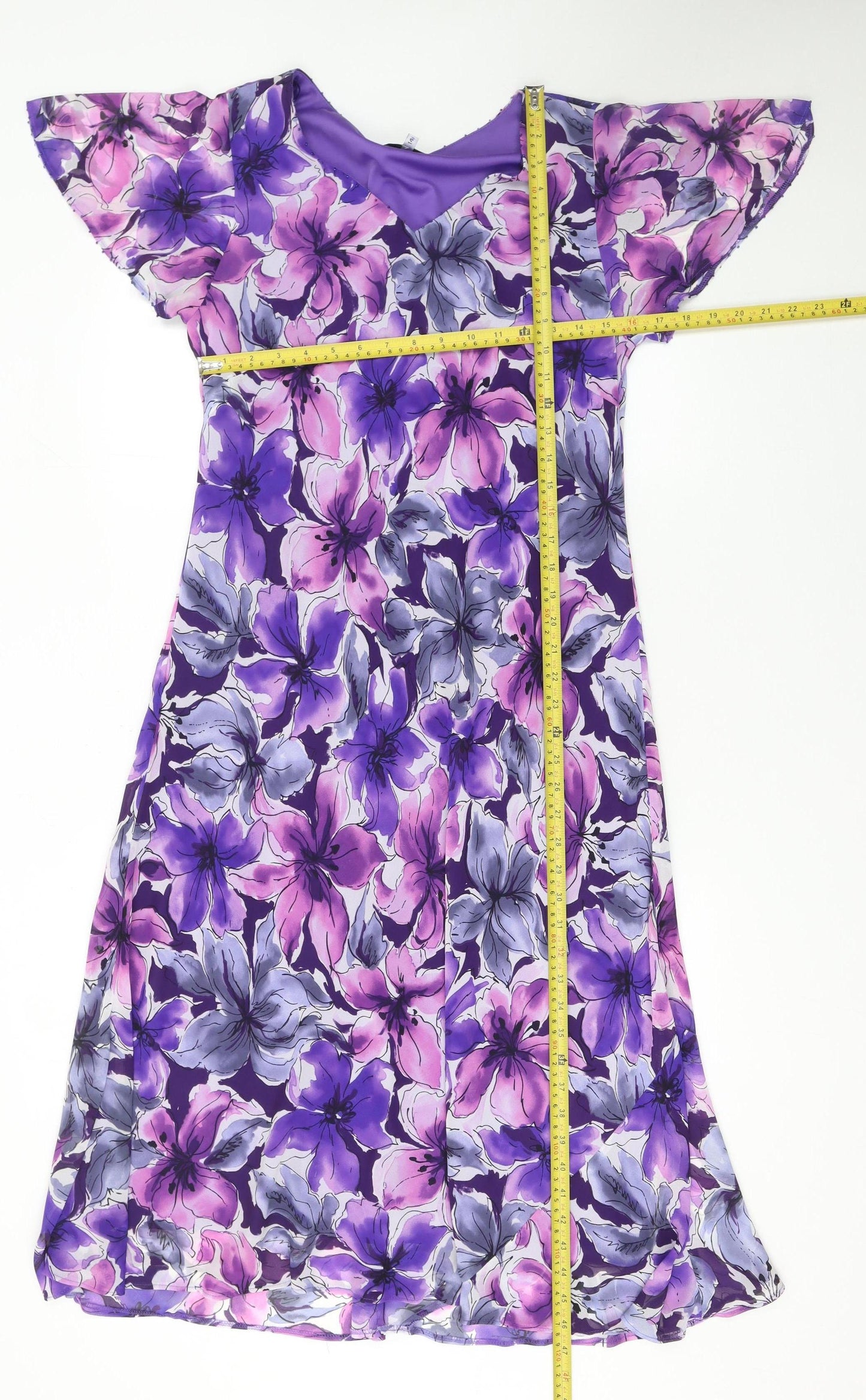 Debenhams Women’s Purple Floral A-Line Dress Size 14