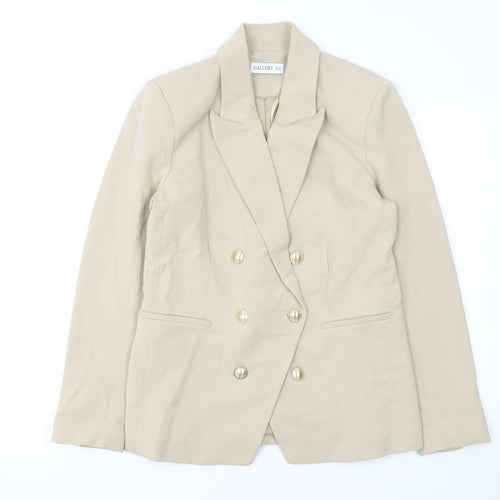 Gallery Women’s Beige Double-Breasted Blazer UK 12 Classic Fit