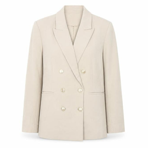 Gallery Women’s Beige Double-Breasted Blazer UK 12 Classic Fit