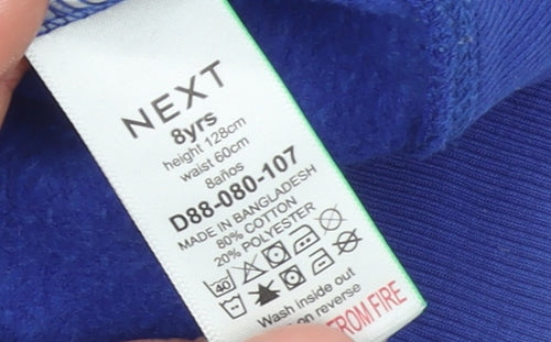 NEXT Boys Blue Pullover Hoodie 8 Years Regular Fit Cotton Fleece