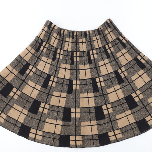 Primark Women Beige Check A-Line Short Skirt Size S