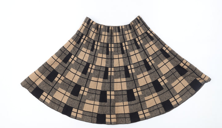 Primark Women Beige Check A-Line Short Skirt Size S