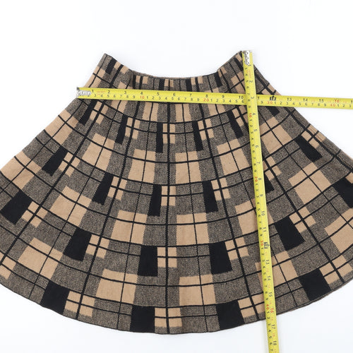 Primark Women Beige Check A-Line Short Skirt Size S