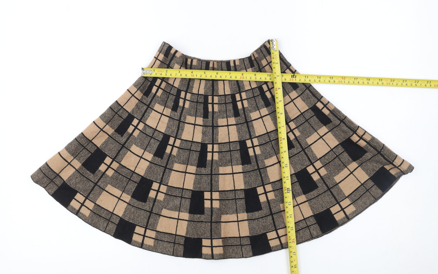 Primark Women Beige Check A-Line Short Skirt Size S