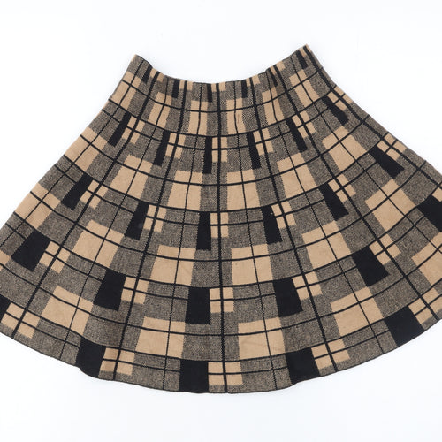Primark Women Beige Check A-Line Short Skirt Size S