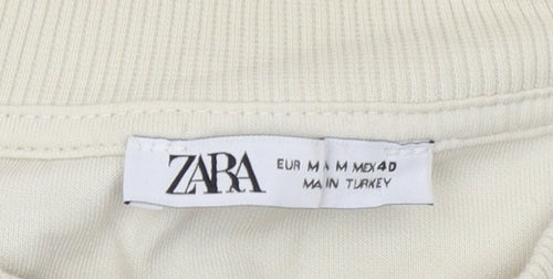 Zara Men Beige Short Sleeve Crew Neck Cotton Blend T-Shirt M