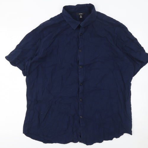 Alfani Men's Blue 2XL Short Sleeve Cotton Button-Up Shirt