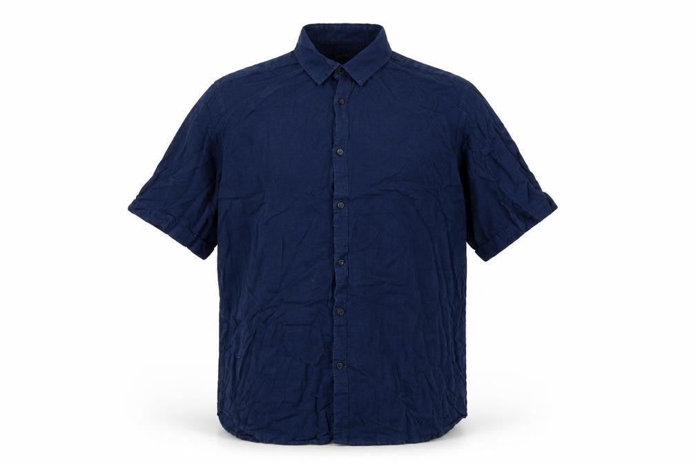 Alfani Men's Blue 2XL Short Sleeve Cotton Button-Up Shirt
