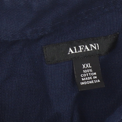 Alfani Men's Blue 2XL Short Sleeve Cotton Button-Up Shirt