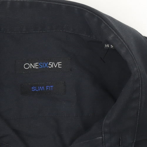 ONESIX5IVE Men Black Slim Fit Long Sleeve Button-Up Shirt 14.5in