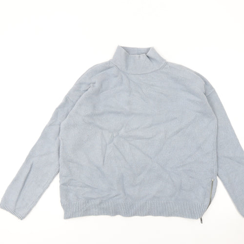 The White Company Women Blue Roll Neck Zip Jumper Size 8