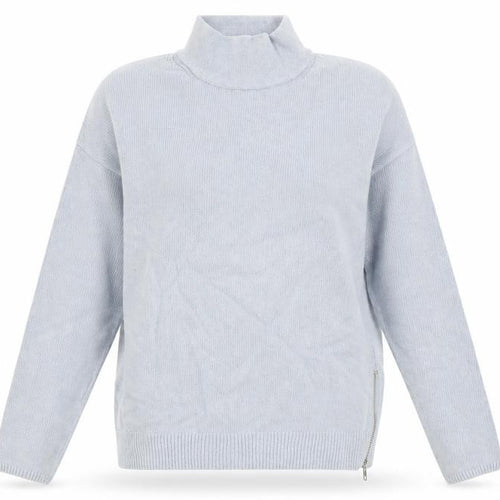 The White Company Women Blue Roll Neck Zip Jumper Size 8