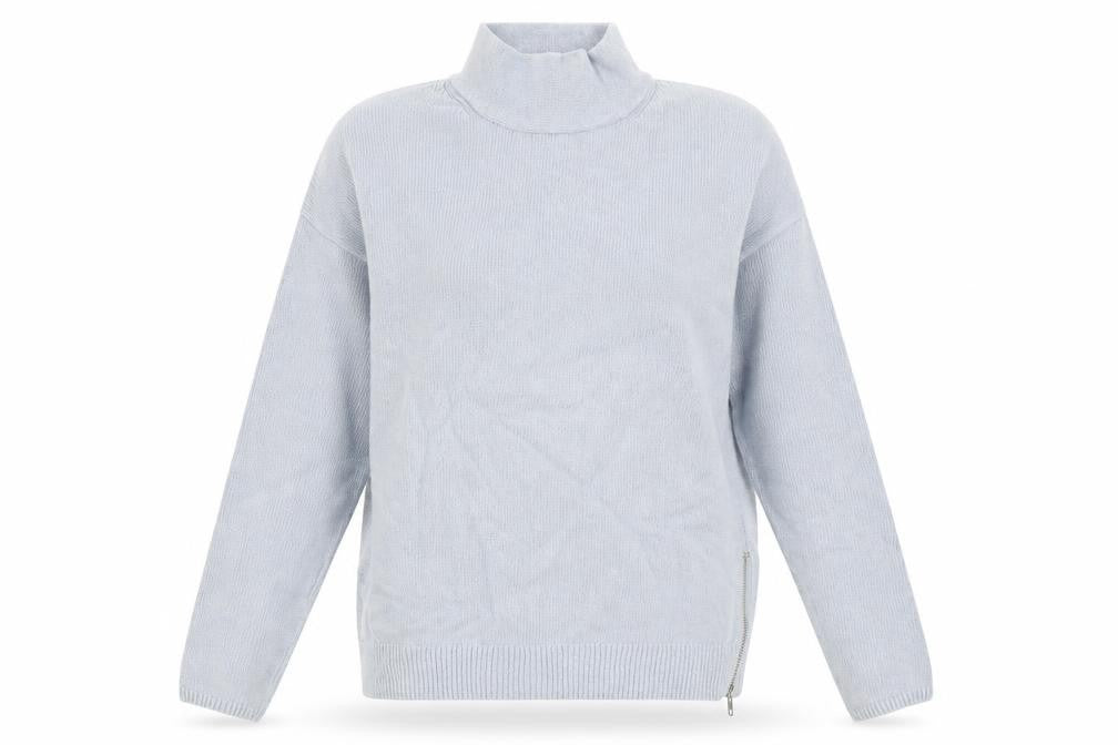 The White Company Women Blue Roll Neck Zip Jumper Size 8