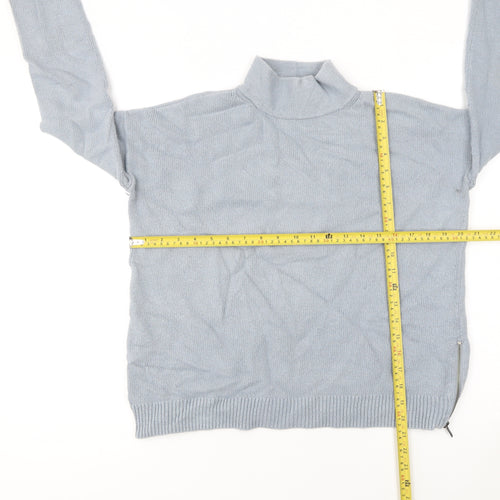The White Company Women Blue Roll Neck Zip Jumper Size 8