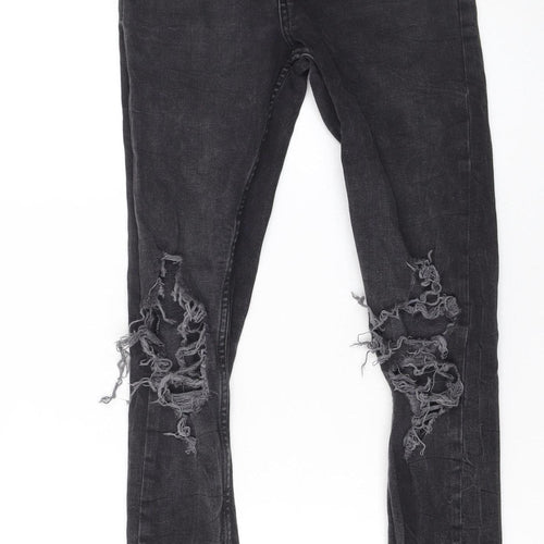 New Look Men’s Black Super Skinny Distressed Stretch Jeans 28R