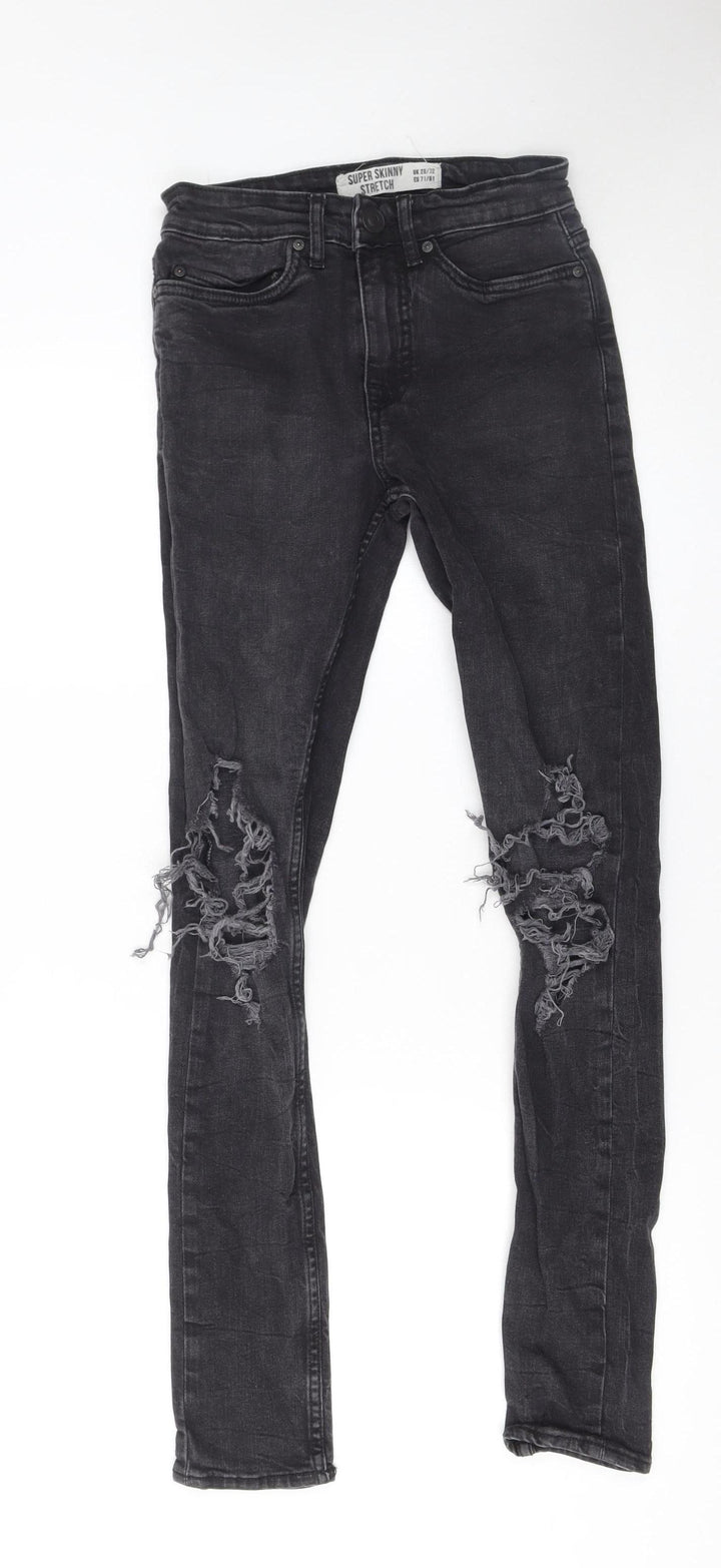 New Look Men’s Black Super Skinny Distressed Stretch Jeans 28R