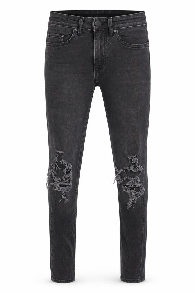 New Look Men’s Black Super Skinny Distressed Stretch Jeans 28R
