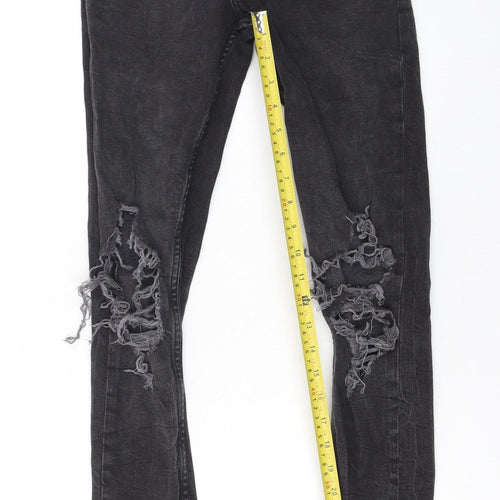 New Look Men’s Black Super Skinny Distressed Stretch Jeans 28R