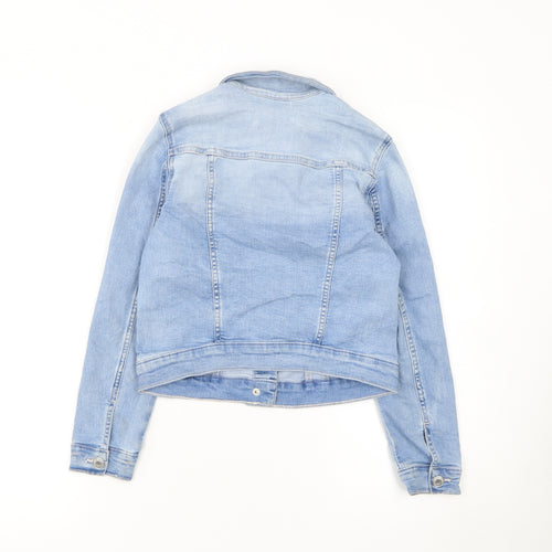 &Denim Girls Blue Cotton Blend Basic Jacket 9-10 Years Long Sleeve