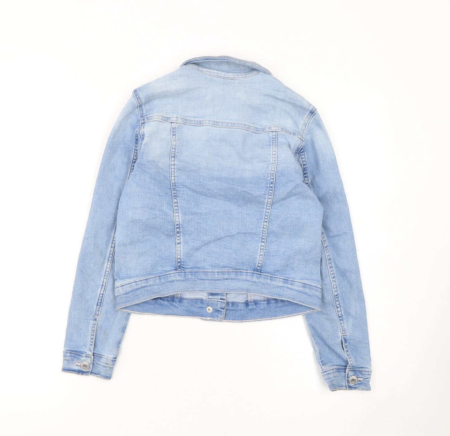 &Denim Girls Blue Cotton Blend Basic Jacket 9-10 Years Long Sleeve