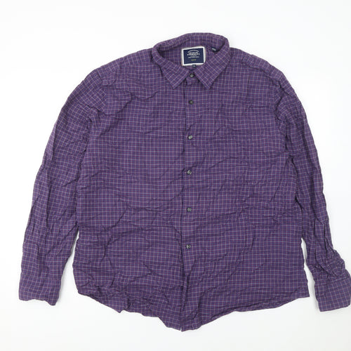 Charles Tyrwhitt Men's Purple Check Slim Fit 2XL Cotton Lyocell Shirt
