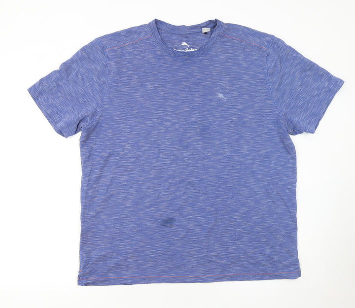 Tommy Bahama Men Blue Short Sleeve Crew Neck T-Shirt L Regular Fit