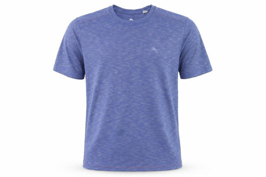 Front view of Tommy Bahama Men Blue Short Sleeve Crew Neck T-Shirt L Regular Fit