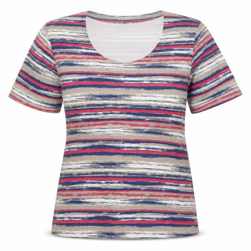 Eastex Women's Multicoloured Striped Short Sleeve Viscose T-Shirt Size 14