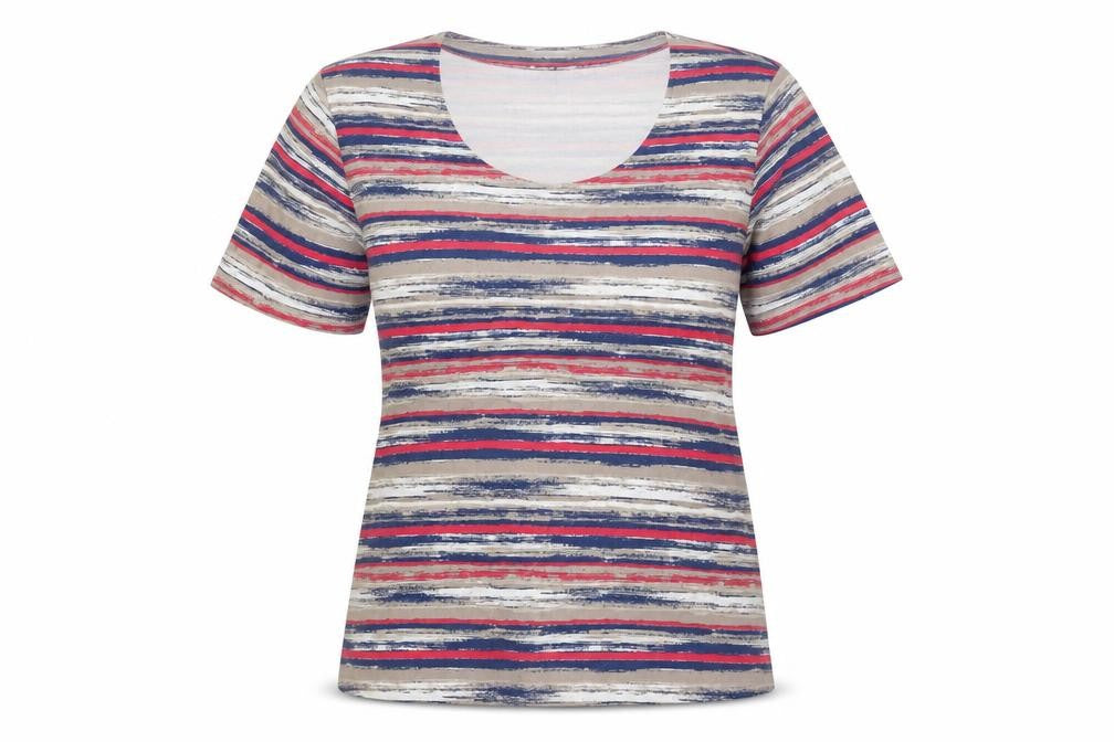 Eastex Women's Multicoloured Striped Short Sleeve Viscose T-Shirt Size 14