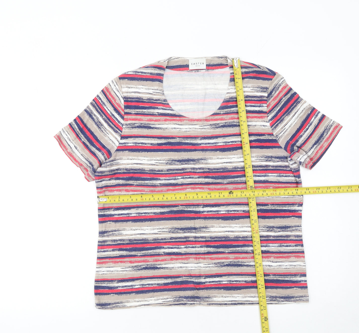 Eastex Women's Multicoloured Striped Short Sleeve Viscose T-Shirt Size 14