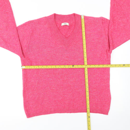 JDY Women's Pink V-Neck Knit Jumper Medium