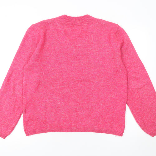 JDY Women's Pink V-Neck Knit Jumper Medium
