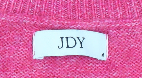 JDY Women's Pink V-Neck Knit Jumper Medium