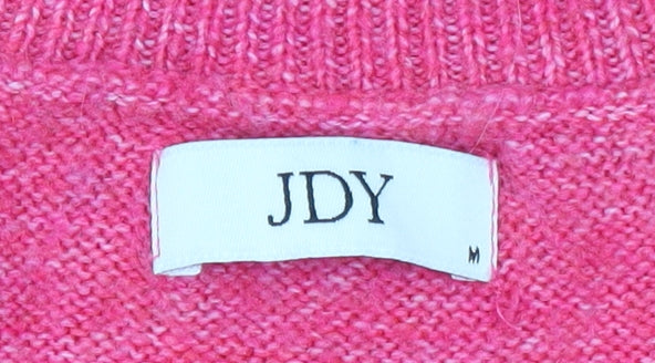 JDY Women's Pink V-Neck Knit Jumper Medium