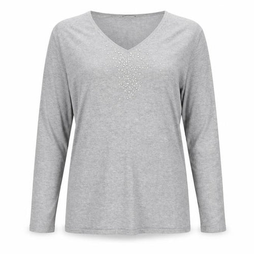 Gerry Weber Women’s Grey Rhinestone V-Neck Jumper Size 14